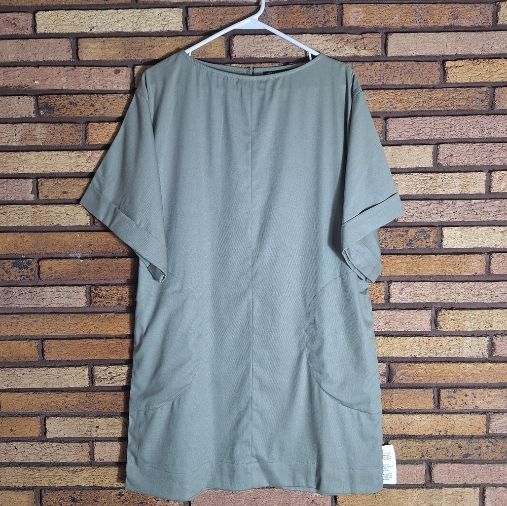 ASOS DESIGN Size 6 Green Twill Boxy T-shirt Mini Dress